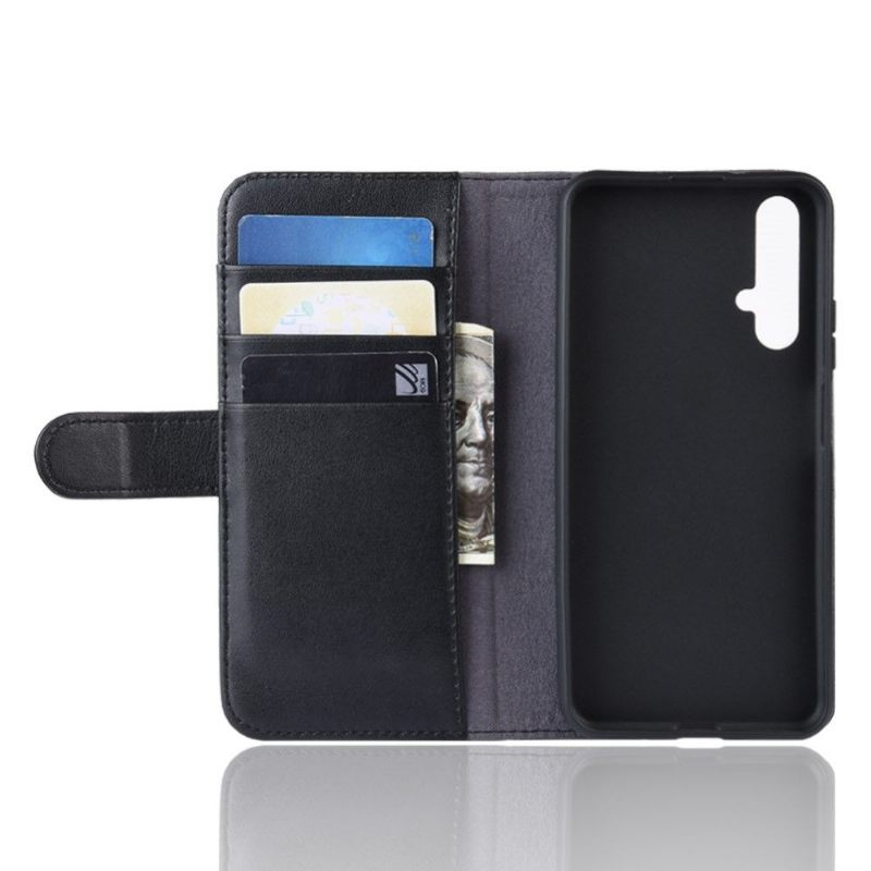 Folio-hoesje voor Honor 20 Premium Leder - Zwart