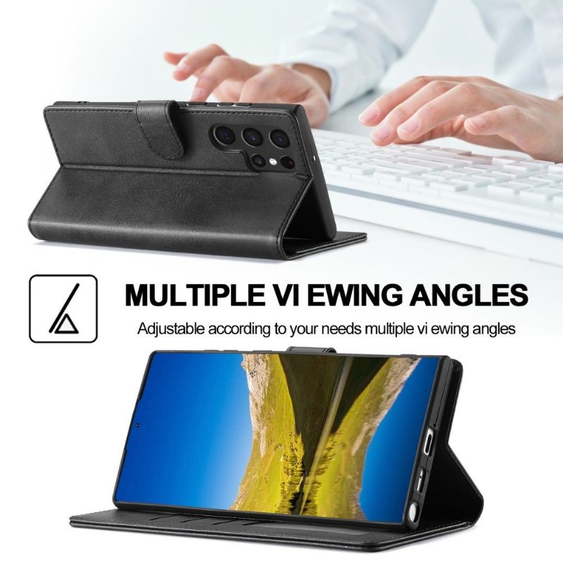 Case voor Samsung Galaxy S22 Ultra 5G Bescherming Folio-hoesje Ledereffect Lc.imeeke