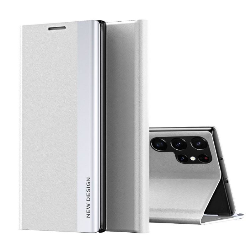 Cover voor Samsung Galaxy S22 Ultra 5G Zakelijke Magneet Met Leereffect