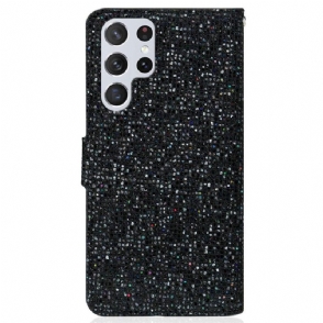 Flip Case voor Samsung Galaxy S22 Ultra 5G Glitterkaarthouder