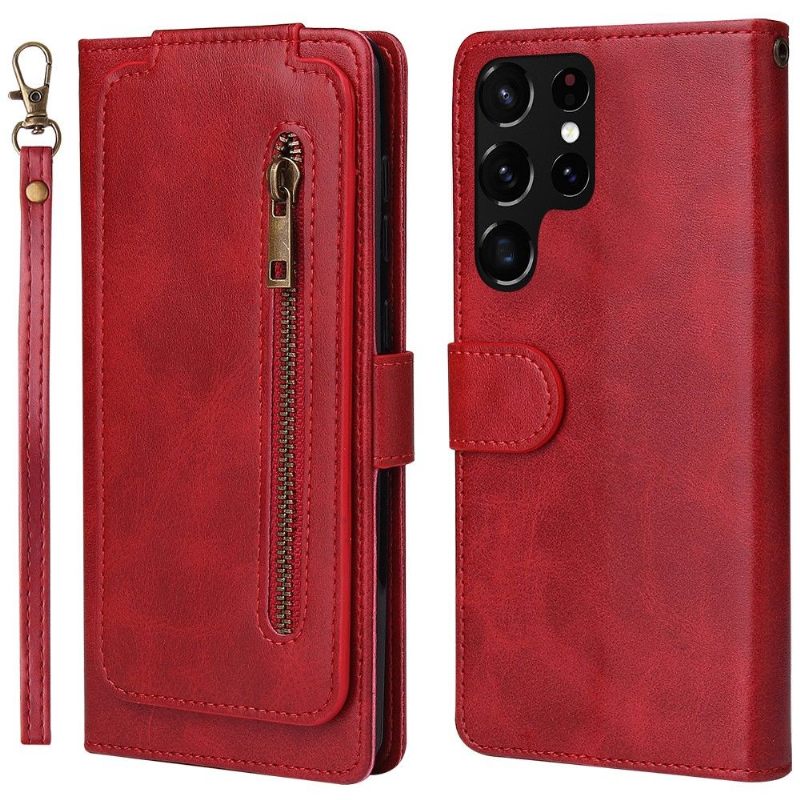 Flip Case voor Samsung Galaxy S22 Ultra 5G Ondersteuningsfunctie Voor Meerdere Opslag