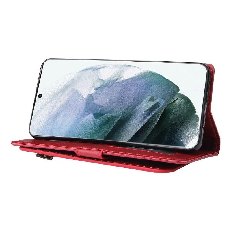 Flip Case voor Samsung Galaxy S22 Ultra 5G Ondersteuningsfunctie Voor Meerdere Opslag