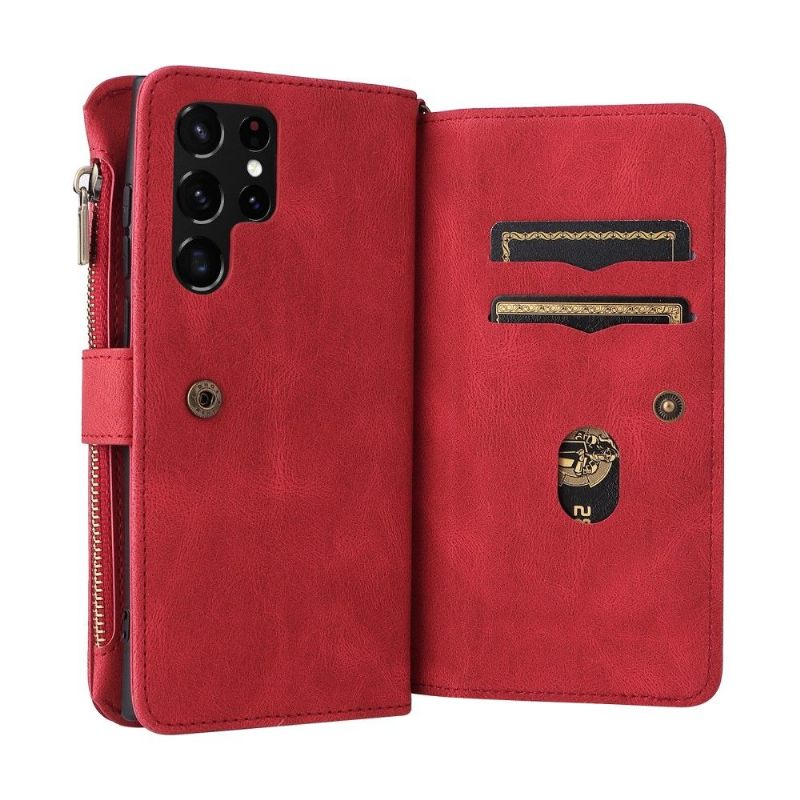 Flip Case voor Samsung Galaxy S22 Ultra 5G Portemonnee Leren Met Ketting