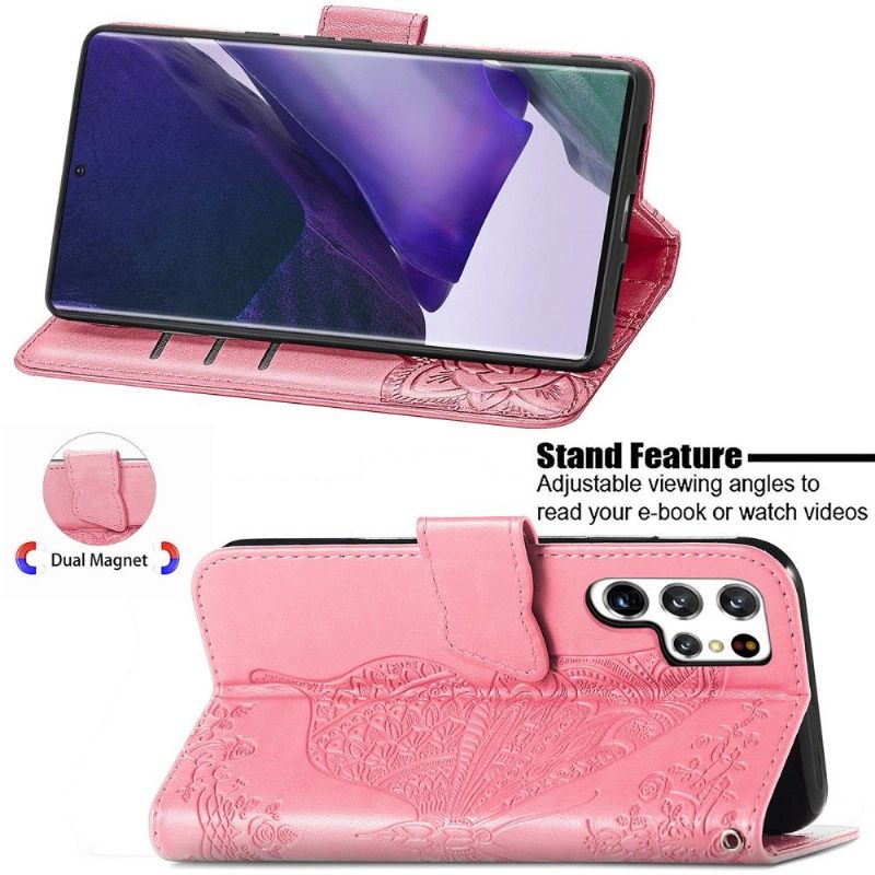 Flip Case voor Samsung Galaxy S22 Ultra 5G Reliëfvlinder