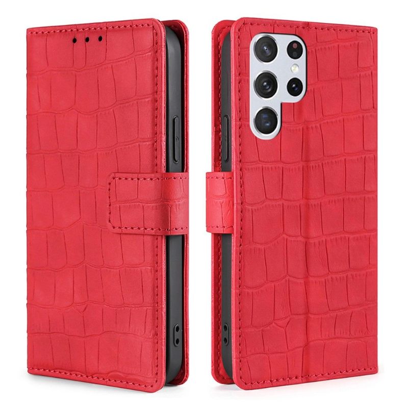 Folio-hoesje voor Samsung Galaxy S22 Ultra 5G Ana Kunstleer Croco Huideffect