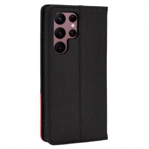 Folio-hoesje voor Samsung Galaxy S22 Ultra 5G Anti-fall Retro Kunstleer