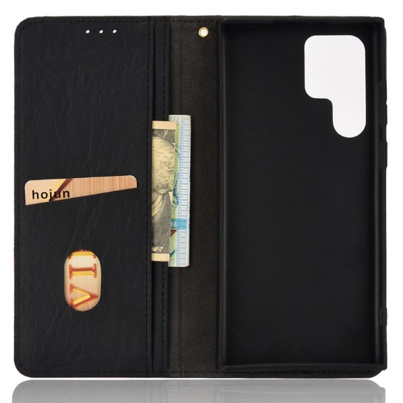 Folio-hoesje voor Samsung Galaxy S22 Ultra 5G Anti-fall Retro Kunstleer