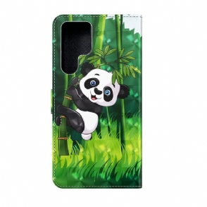 Folio-hoesje voor Samsung Galaxy S22 Ultra 5G Neergestreken Panda