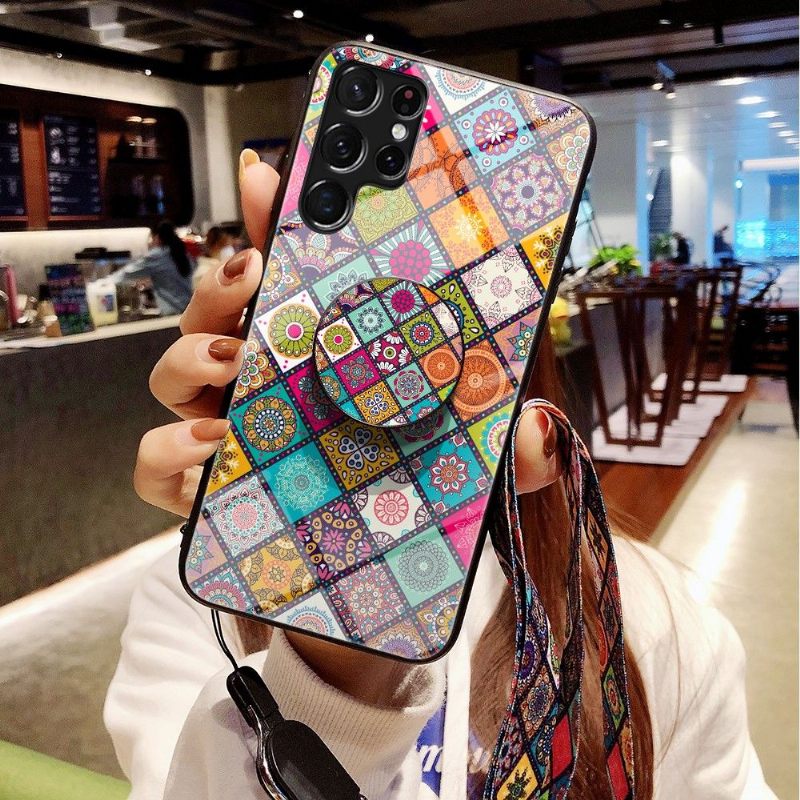 Hoesje voor Samsung Galaxy S22 Ultra 5G Mandala-caleidoscoop Met Standaard