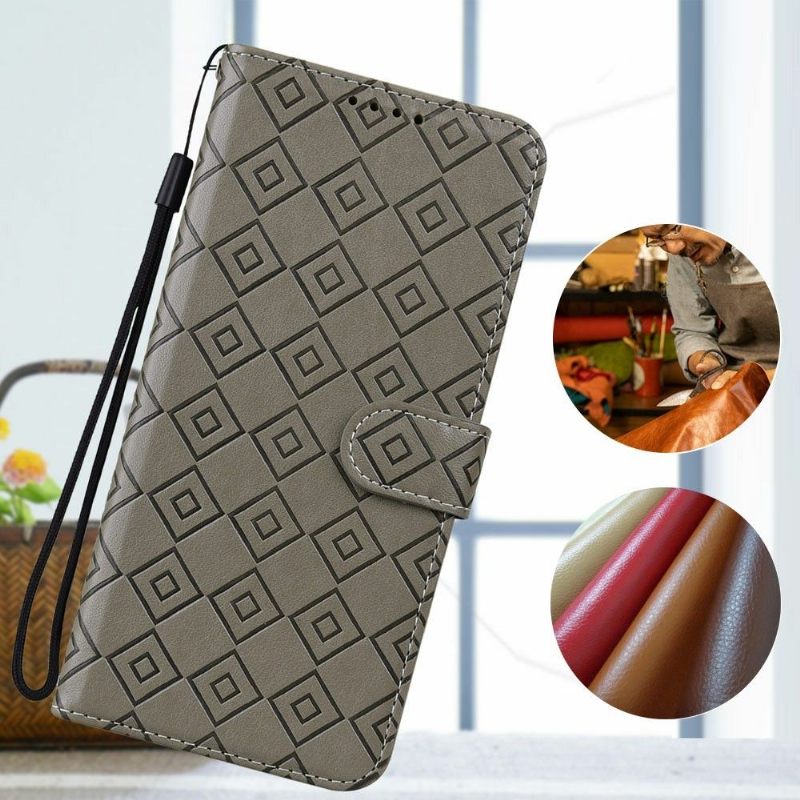 Leren Hoesje voor Samsung Galaxy S22 Ultra 5G Folio-hoesje Leereffect Raster Flap