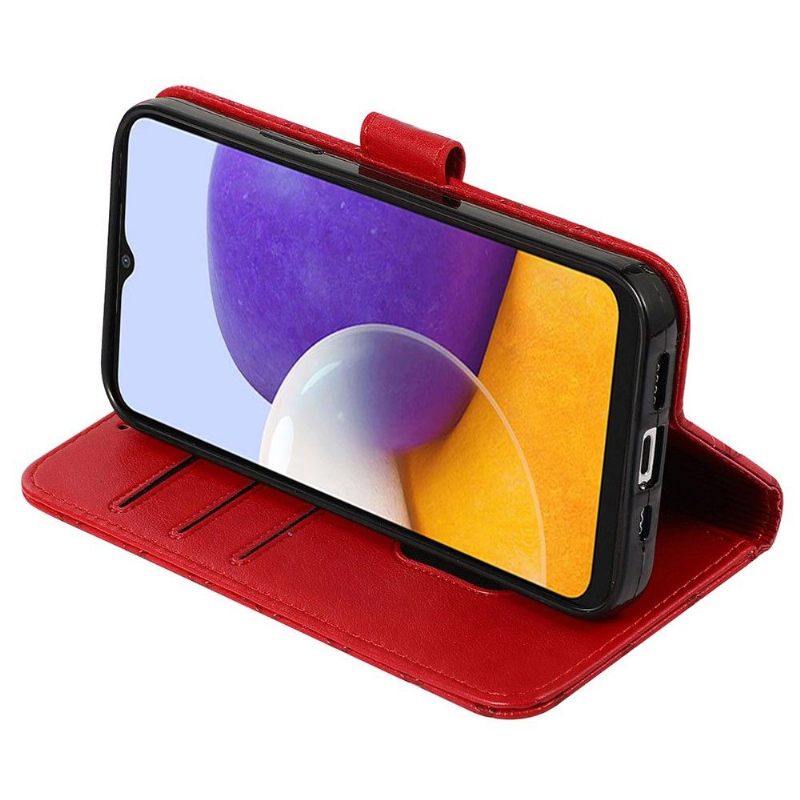 Leren Hoesje voor Samsung Galaxy S22 Ultra 5G Folio-hoesje Leereffect Raster Flap