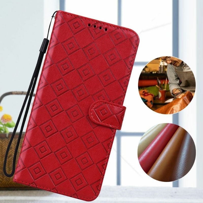 Leren Hoesje voor Samsung Galaxy S22 Ultra 5G Folio-hoesje Leereffect Raster Flap