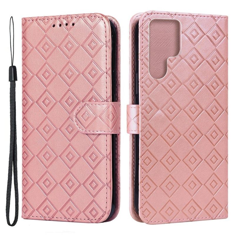 Leren Hoesje voor Samsung Galaxy S22 Ultra 5G Folio-hoesje Leereffect Raster Flap