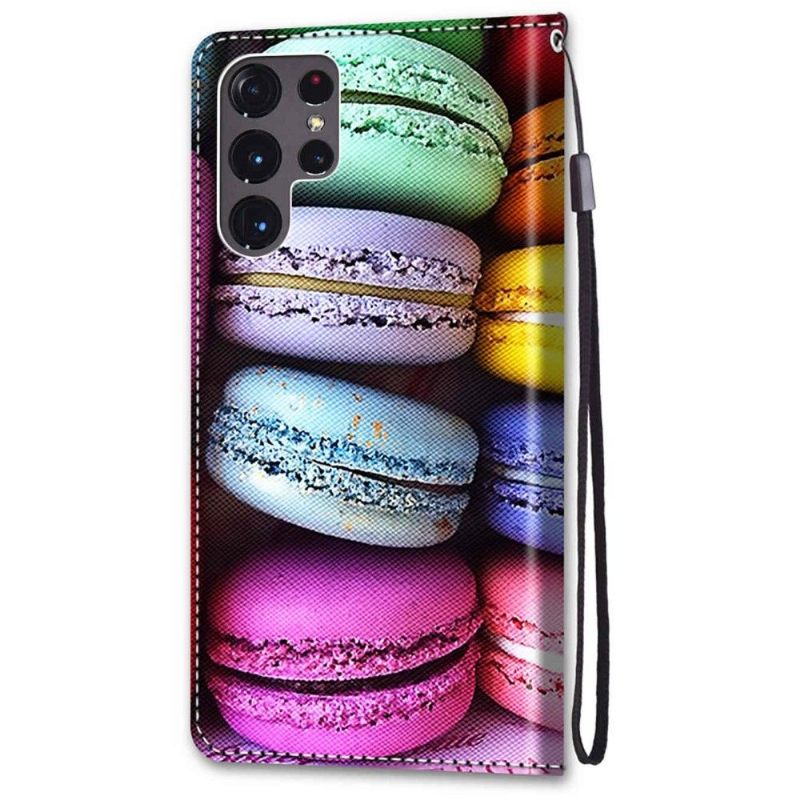 Leren Hoesje voor Samsung Galaxy S22 Ultra 5G Macarons