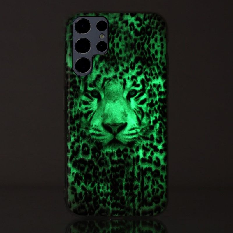 Telefoonhoesje voor Samsung Galaxy S22 Ultra 5G Lichtgevende Sneeuwluipaard