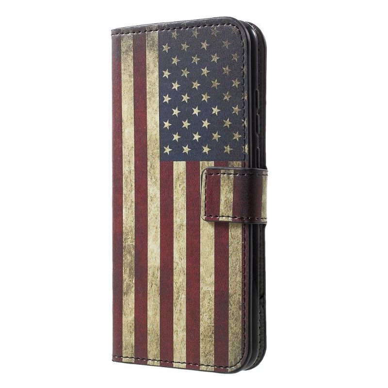 Cover voor Honor 10 Lite Vintage Kaarthouder Met Amerikaanse Vlag