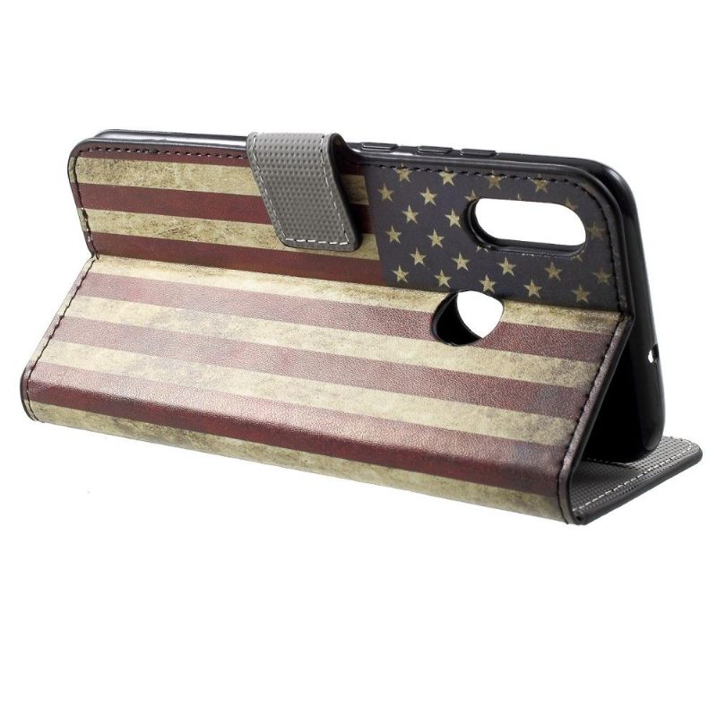 Cover voor Honor 10 Lite Vintage Kaarthouder Met Amerikaanse Vlag