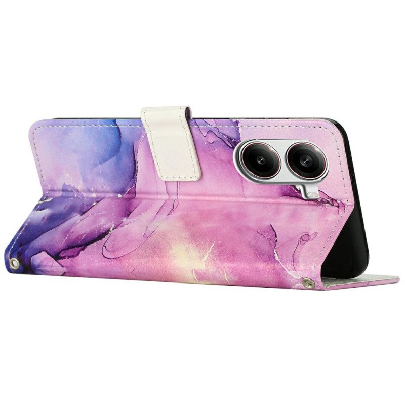 Bescherming Hoesje Poco X7 Pro 5g Marmerlook Met Bandje