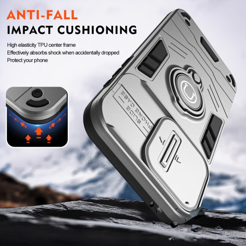 Cover Hoesje Poco X7 Pro 5g Telefoonhoesje Schuifbare Camerabescherming En Standaard