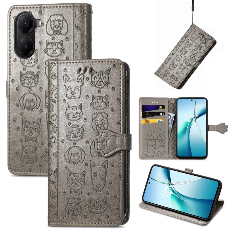 Flip Case Leren Poco X7 Pro 5g Geanimeerde Dieren