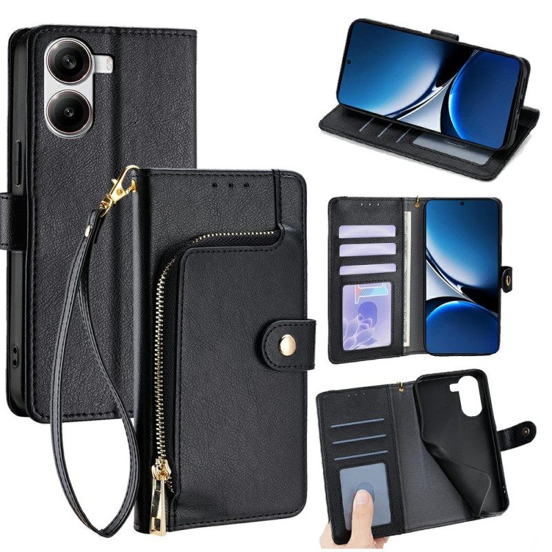 Flip Case Leren Poco X7 Pro 5g Portemonnee Met Bandje