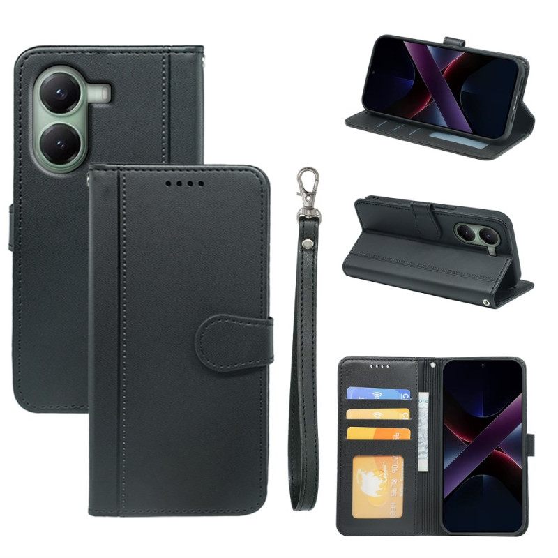 Flip Case Leren Poco X7 Pro 5g Premium Met Bandje