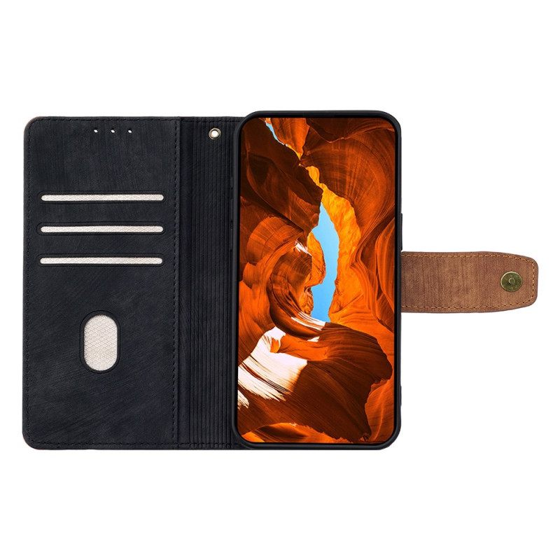 Flip Case Leren Poco X7 Pro 5g Tweekleurige Retrostijl