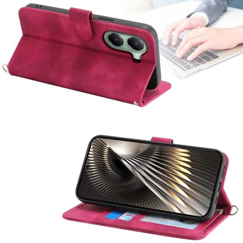 Folio-hoesje Poco X7 Pro 5g Telefoonhoesje Bloemenpatroon Met Riem En Schouderriem