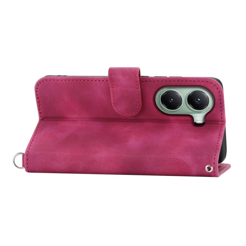 Folio-hoesje Poco X7 Pro 5g Telefoonhoesje Bloemenpatroon Met Riem En Schouderriem