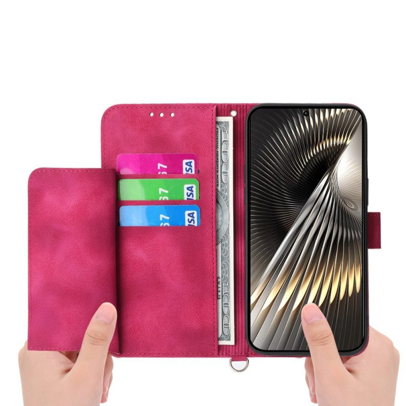 Folio-hoesje Poco X7 Pro 5g Telefoonhoesje Bloemenpatroon Met Riem En Schouderriem