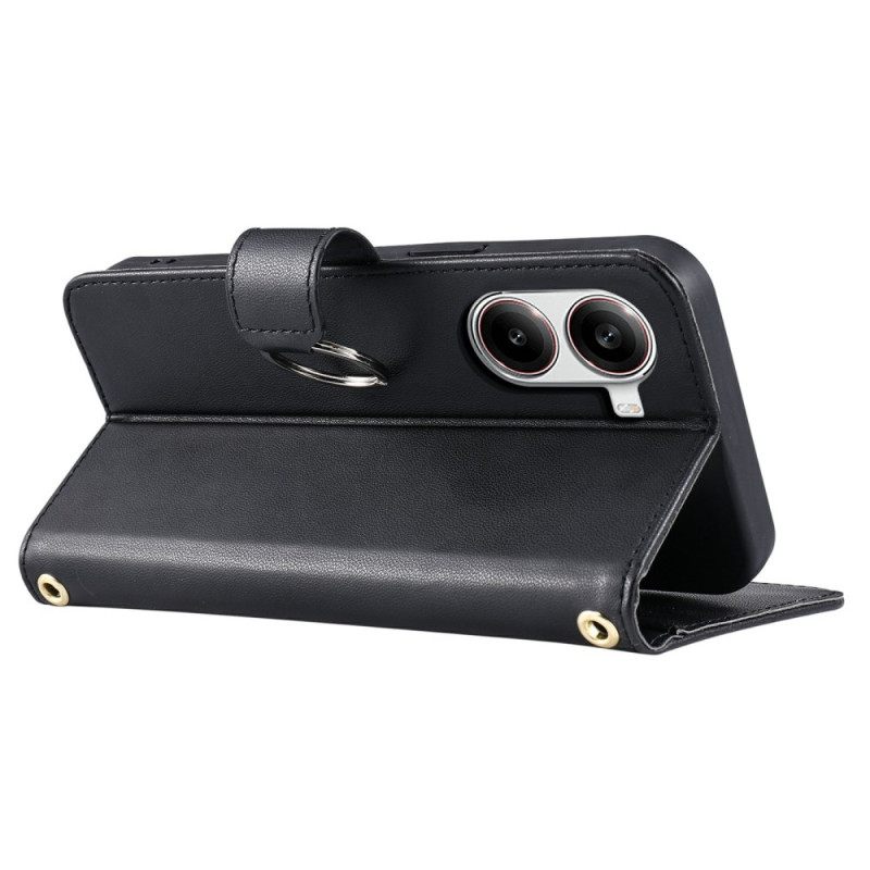 Folio-hoesje Poco X7 Pro 5g Telefoonhoesje Gewatteerd Ontwerp Met Koord En Schouderband