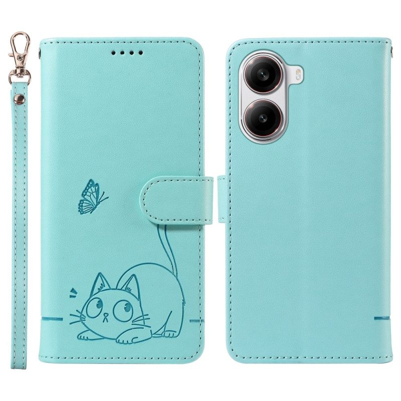 Folio-hoesje Poco X7 Pro 5g Telefoonhoesje Kattendesign Met Bandje