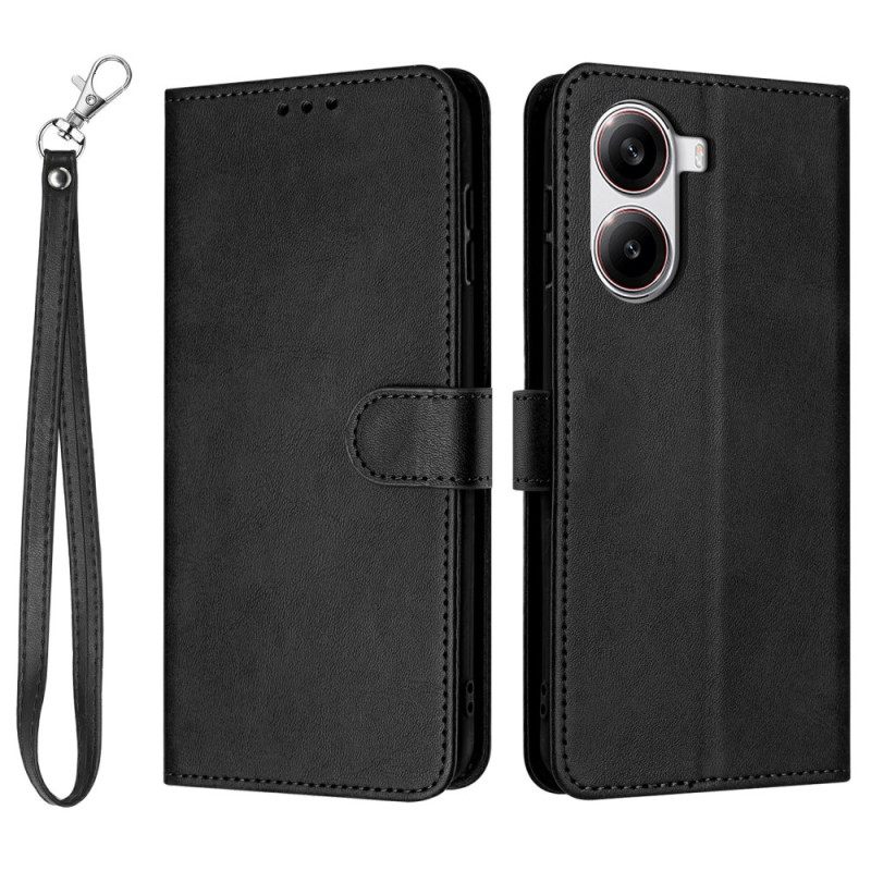 Folio-hoesje Poco X7 Pro 5g Telefoonhoesje Leerlook Met Bandje