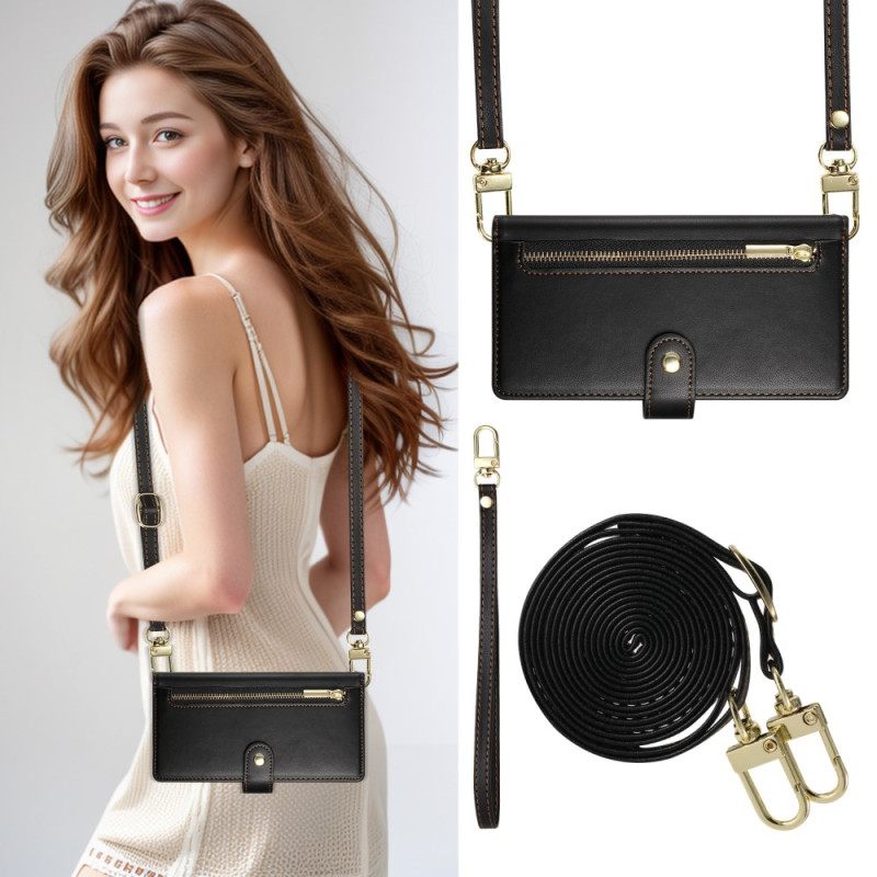 Folio-hoesje Poco X7 Pro 5g Telefoonhoesje Portemonnee Met Riem En Schouderriem