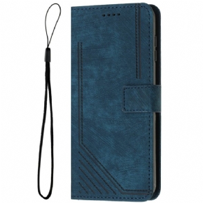 Folio-hoesje Poco X7 Pro 5g Telefoonhoesje Suède-look Met Strepen