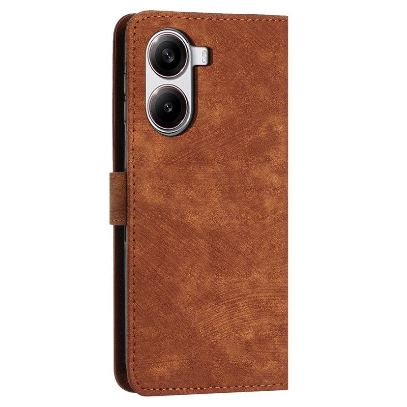 Folio-hoesje Poco X7 Pro 5g Telefoonhoesje Suède-look Met Strepen