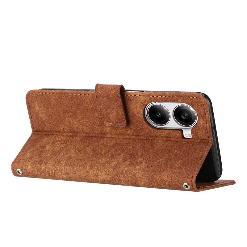 Folio-hoesje Poco X7 Pro 5g Telefoonhoesje Suède-look Met Strepen