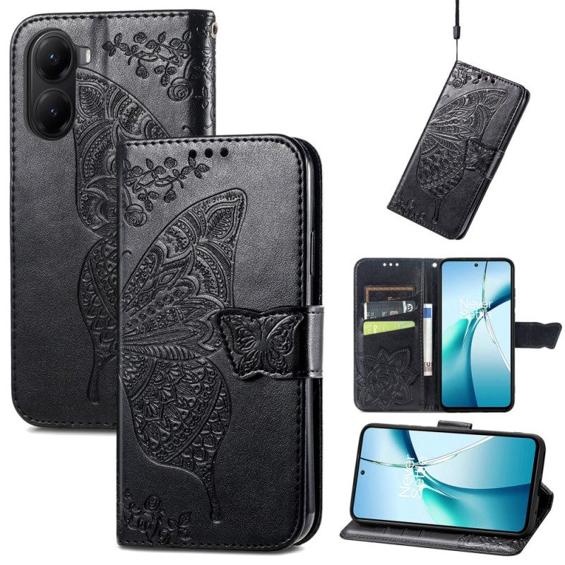 Leren Hoesje Poco X7 Pro 5g Barokke Vlinder Bescherming Hoesje