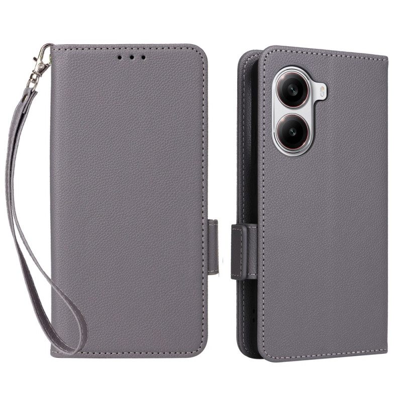 Leren Hoesje Poco X7 Pro 5g Lychee Kunstleer Met Riem Bescherming Hoesje