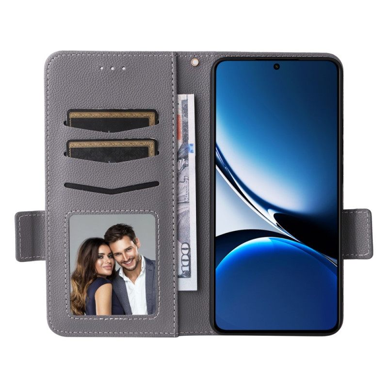 Leren Hoesje Poco X7 Pro 5g Lychee Kunstleer Met Riem Bescherming Hoesje