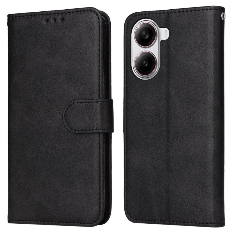 Leren Hoesje Voor Poco X7 Pro 5g Effen Kunstleer Met Riem