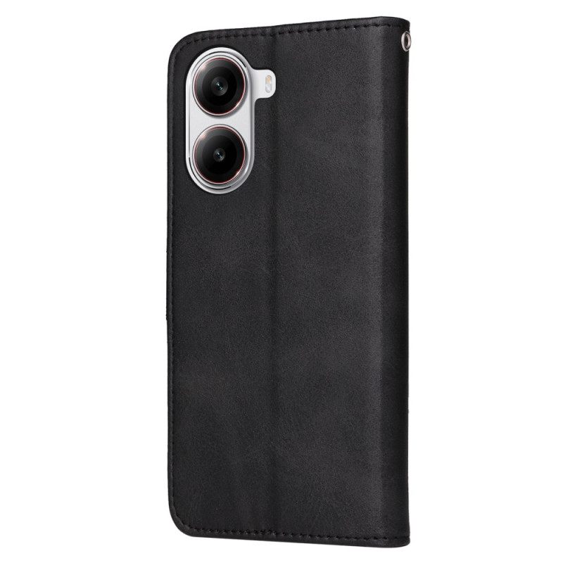 Leren Hoesje Voor Poco X7 Pro 5g Effen Kunstleer Met Riem