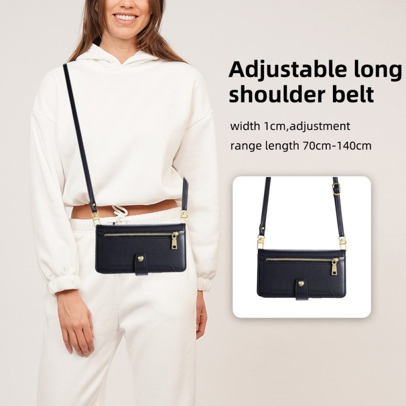 Leren Hoesje Voor Poco X7 Pro 5g Portemonnee Met Ritsvak En Riemen