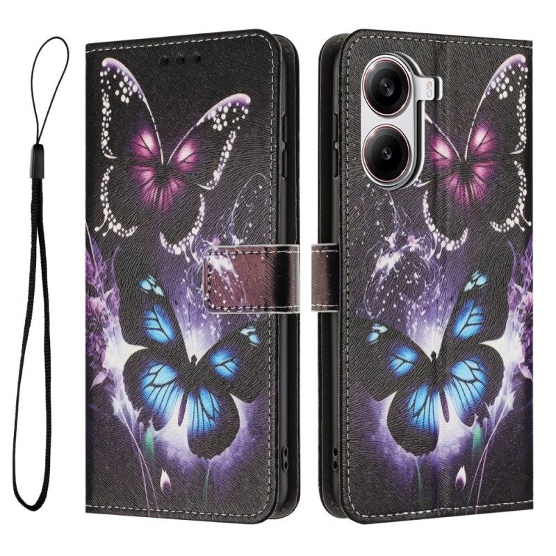 Leren Hoesje Voor Poco X7 Pro 5g Twee Vlinders