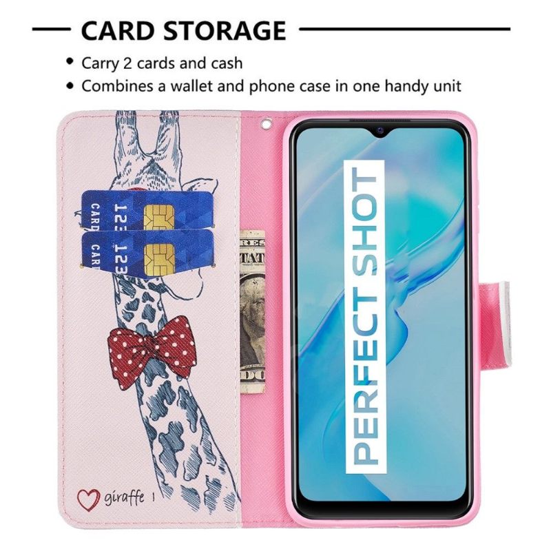 Flip Case voor Vivo Y21 / Y21s / Y33s Giraf Met Bril