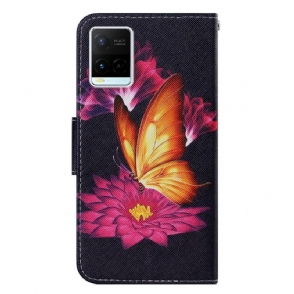 Flip Case voor Vivo Y21 / Y21s / Y33s Lotusbloem Vlinder