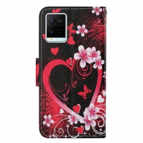 Folio-hoesje voor Vivo Y21 / Y21s / Y33s Bloemen Hart