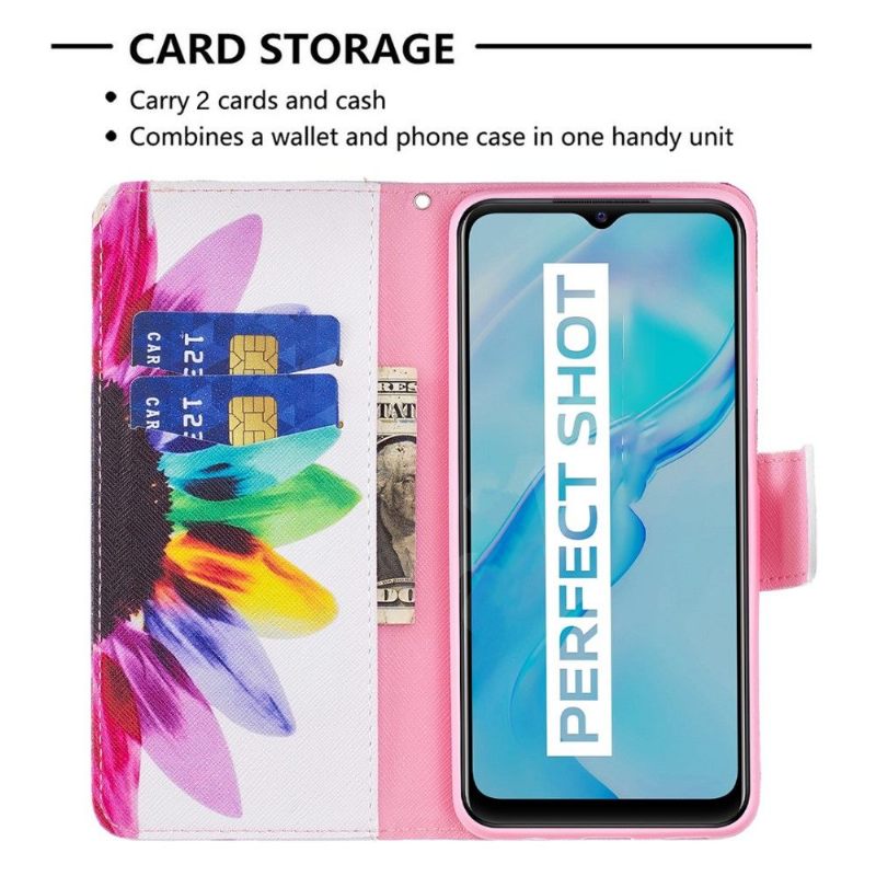 Folio-hoesje voor Vivo Y21 / Y21s / Y33s Gekleurde Bloemblaadjes
