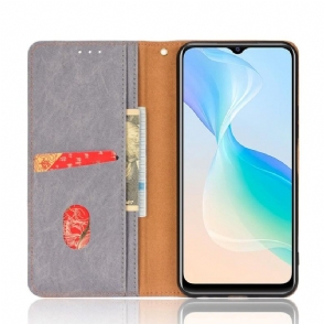 Folio-hoesje voor Vivo Y21 / Y21s / Y33s Retro Kunstleer