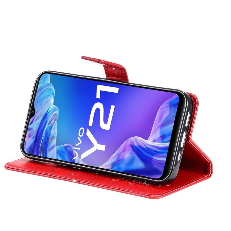 Leren Hoesje voor Vivo Y21 / Y21s / Y33s Bescherming Ondersteuningsfunctie Vlinders